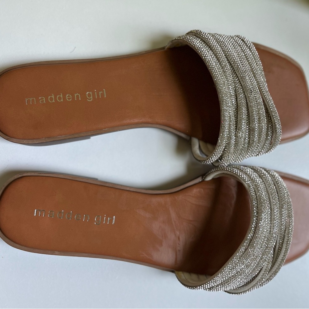 Madden Girl Silver Sandals with Ruched Straps